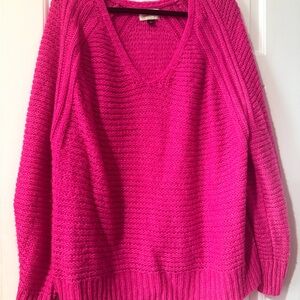 Universal Thread Women's V-Neck Sweater in Bright Pink